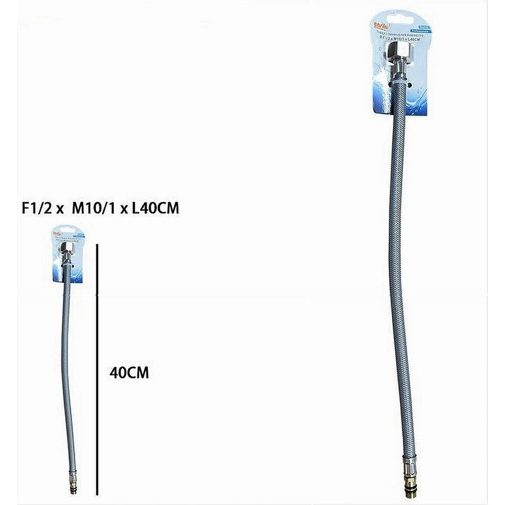 Trade Shop - Tubo Flessibile Flessibili Rubinetto Miscelatore Acqua 40 Cm F1/2 X M10/1 87369 -
