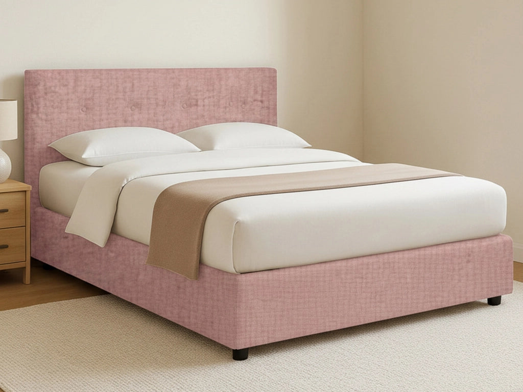 Bolton, Letto Piazza e Mezza Sfoderabile Made in Italy, Rosa