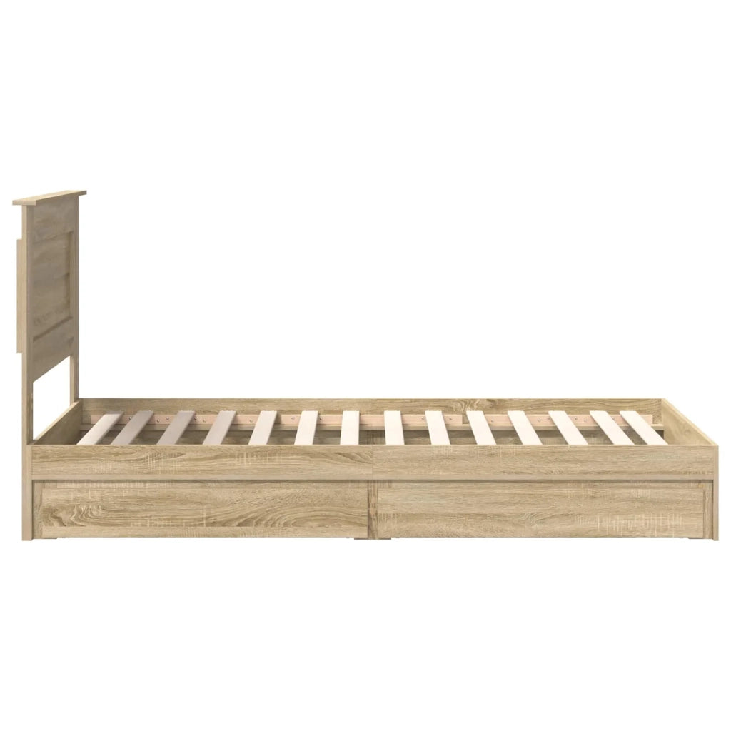 Letto con Contenitore con testiera Rovere Sonoma 75 x 190 cm