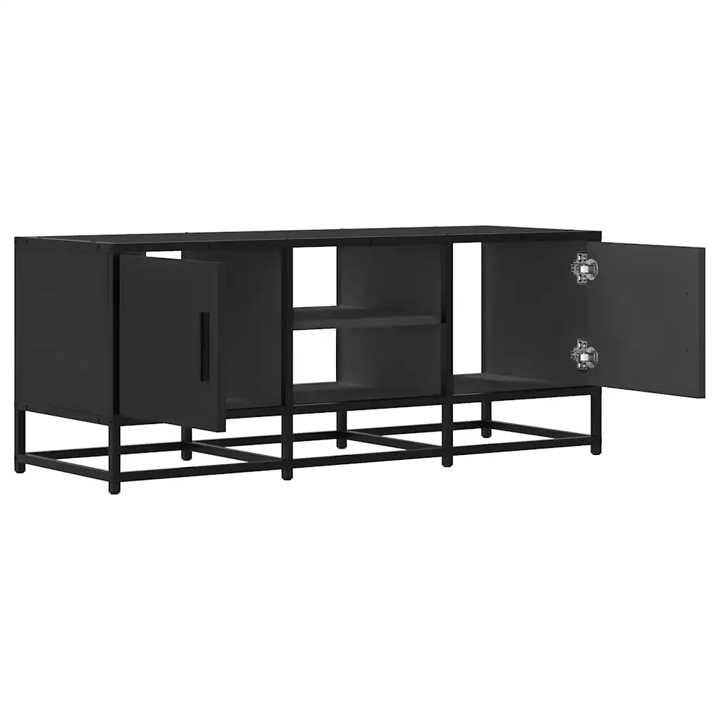 Mobile Porta TV-Mobile per TV-Credenza TV Nero 100x35x41 cm in Truciolato e Metallo