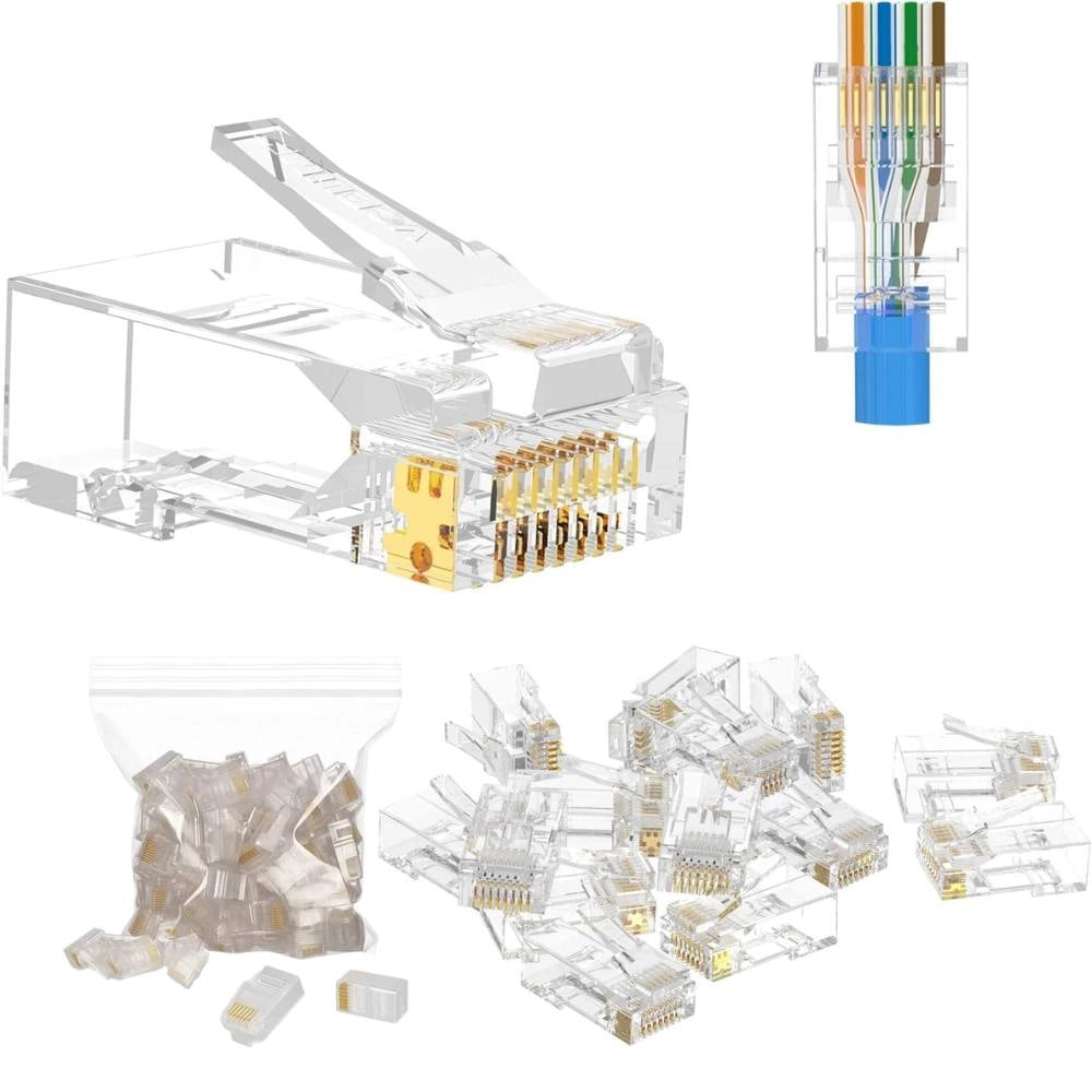 Plug rj45 utp cat6 8p8c trasparenti – set da 100 pezzi