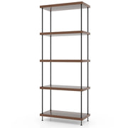 Scaffale multiuso a 5 ripiani con struttura in metallo-Libreria autoportante con stile industriale Noce 60x29,5x147cm