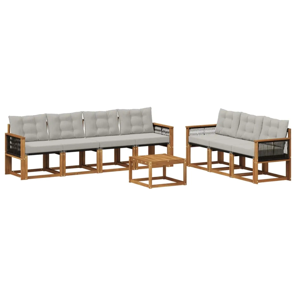 Set di divani da esterno 8 pcs Naturale e Grigio Chiaro