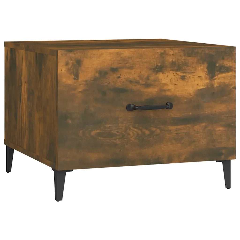 Tavolino da Salotto con Gambe in Metallo Rovere Fumo 50x50x40cm 817537