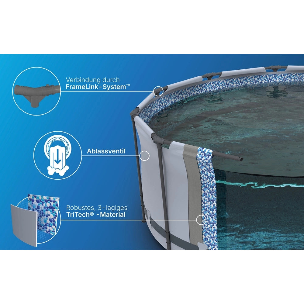 Trade Shop - Piscina Fuori Terra Con Struttura Steel Pro Max Pompa Filtro Scala ø366x122cm Tonda 56420 -