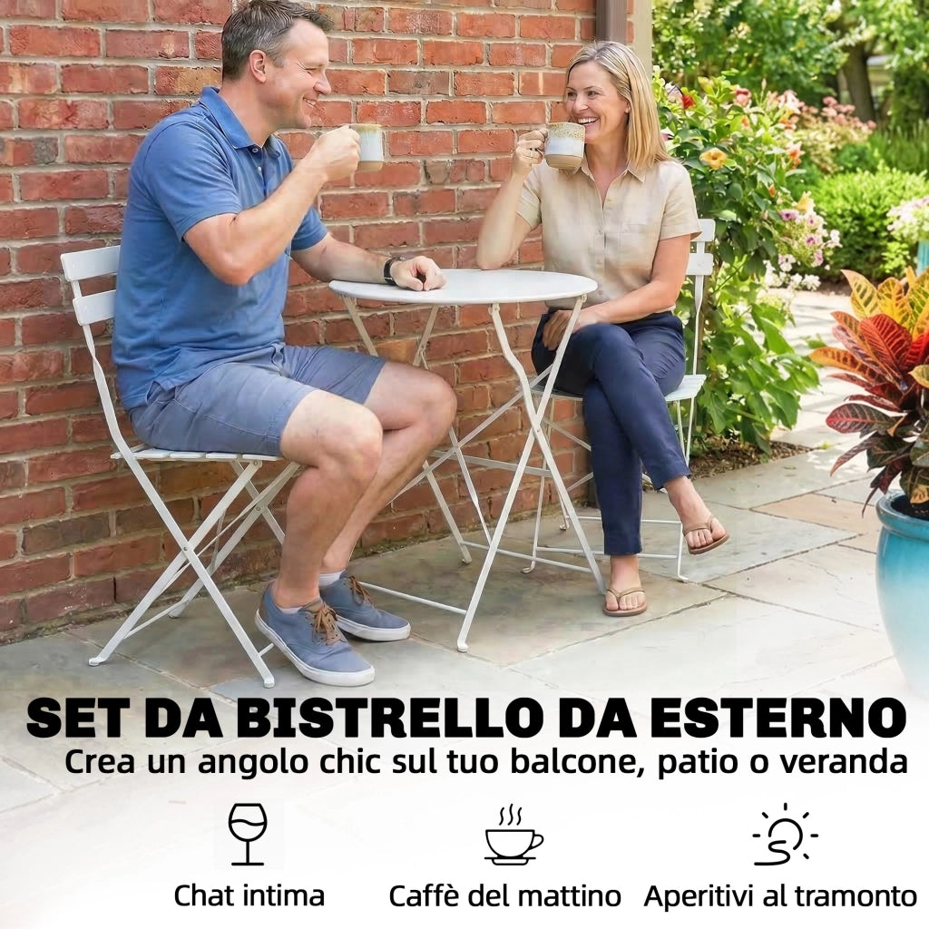 Set Sedie e Tavolo da Giardino Pieghevole ¨C zephmum ¨C 2 Pezzi, Bianco
