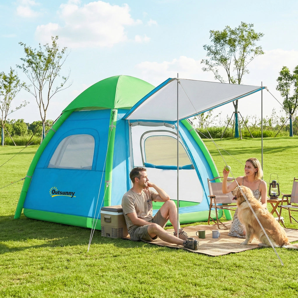 Tenda gonfiabile 3 posti ¨C zephmum ¨C verde con pompa e finestre a rete