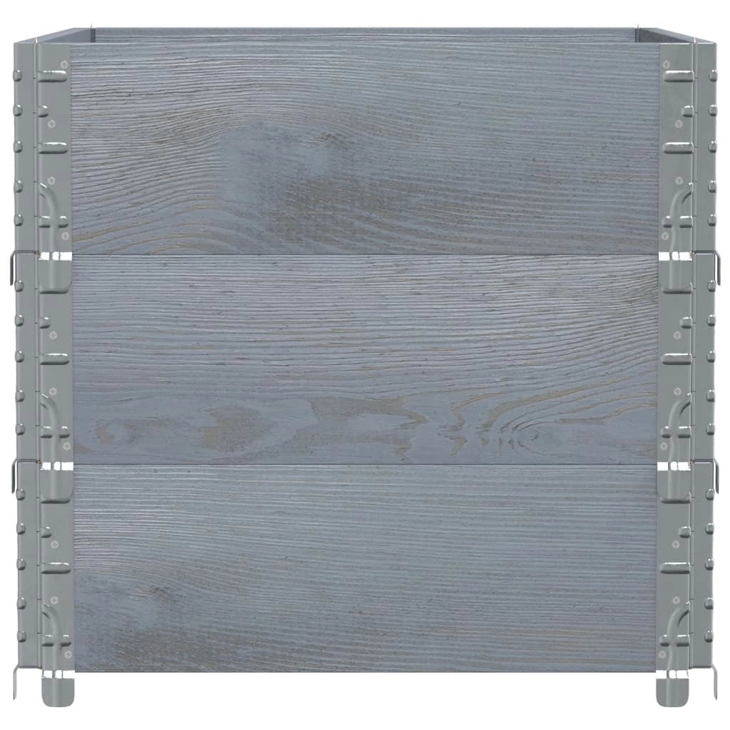 Fioriera rialzata per piante fiori terrazzo giardino 80 x 60 cm in legno massello di pino grigio 02_0037879