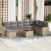 Set Divano da Giardino 9 pz con Cuscini Beige in Polyrattancod mxl 111292