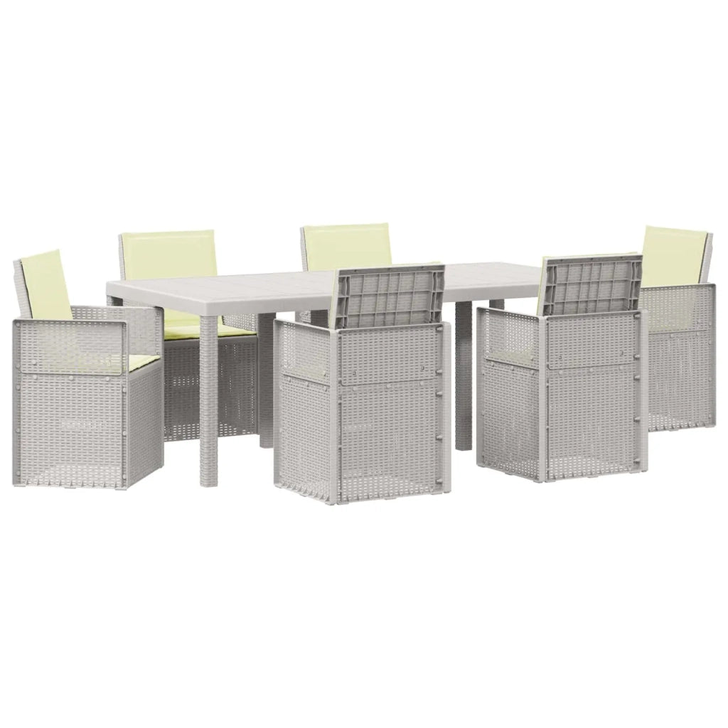 Set da Pranzo per Giardino con cuscino 7 pcs Bianco e Crema PP 3430079