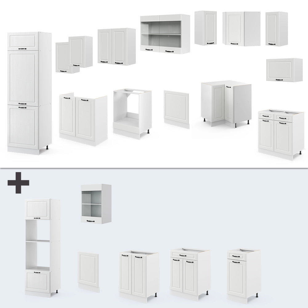 Vicco Cucina angolare completa Casa di campagna bianca/bianco 227 x 287 cm , PL Rovere