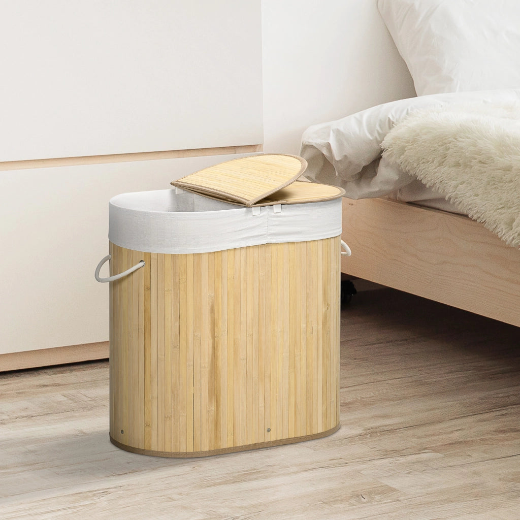 Cestino Portabiancheria 2 Sezioni ¨C zephmum ¨C 62.5x37x60.5 cm