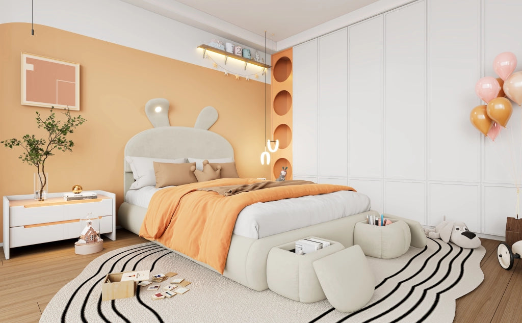 letto imbottito velluto beige 140x200 cm