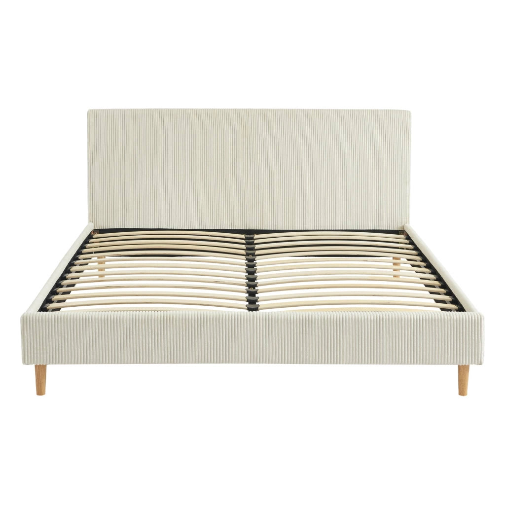 Struttura letto con rete a doghe e testiera 160x200cm, velluto a coste