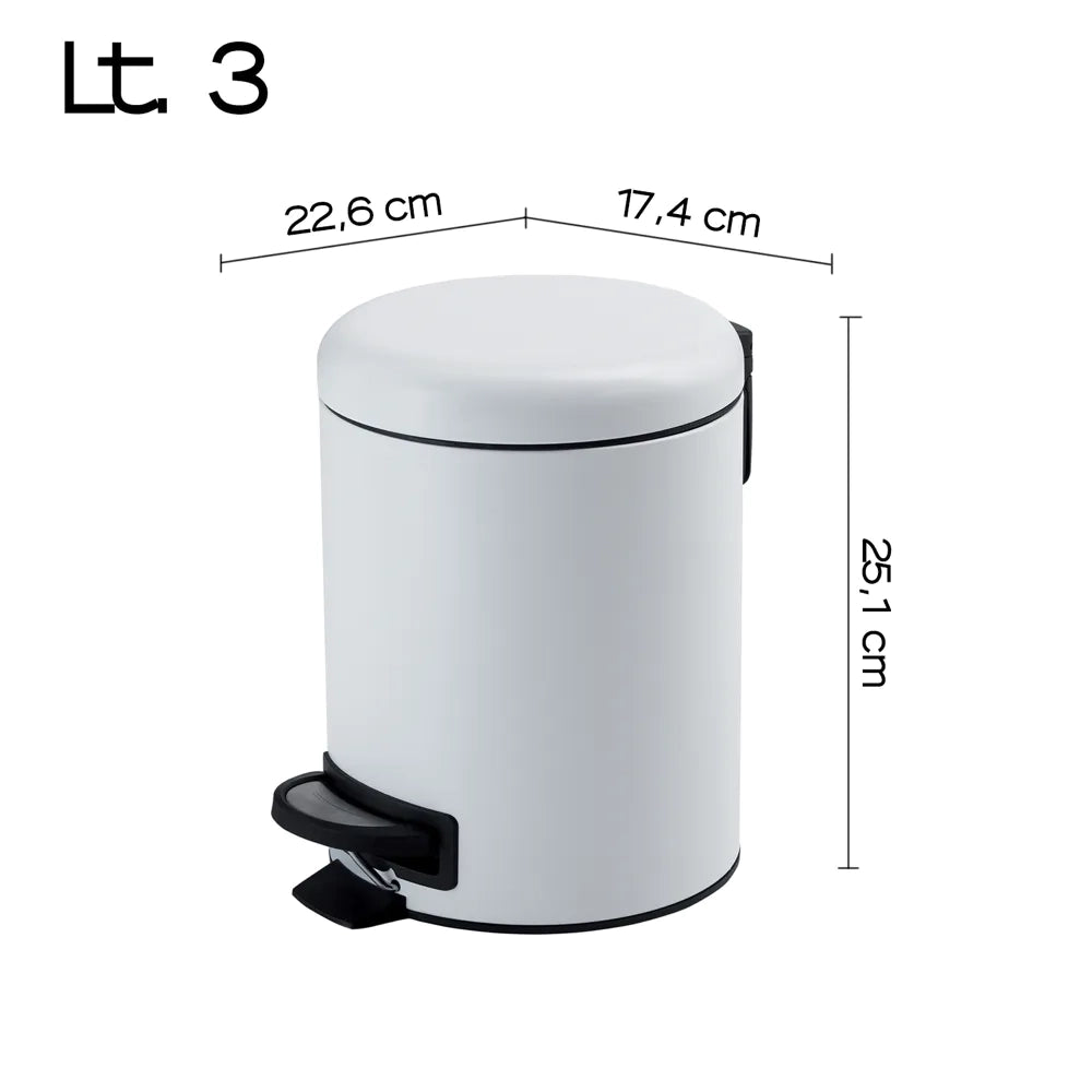 Portarifiuti 3LT in acciaio inox bianco opaco | Potty