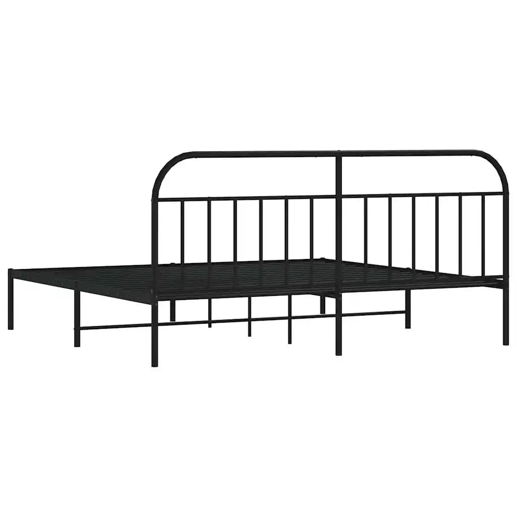 Giroletto con Testiera-Struttura Letto con testiera in Metallo Nero 200x200 cm 143324