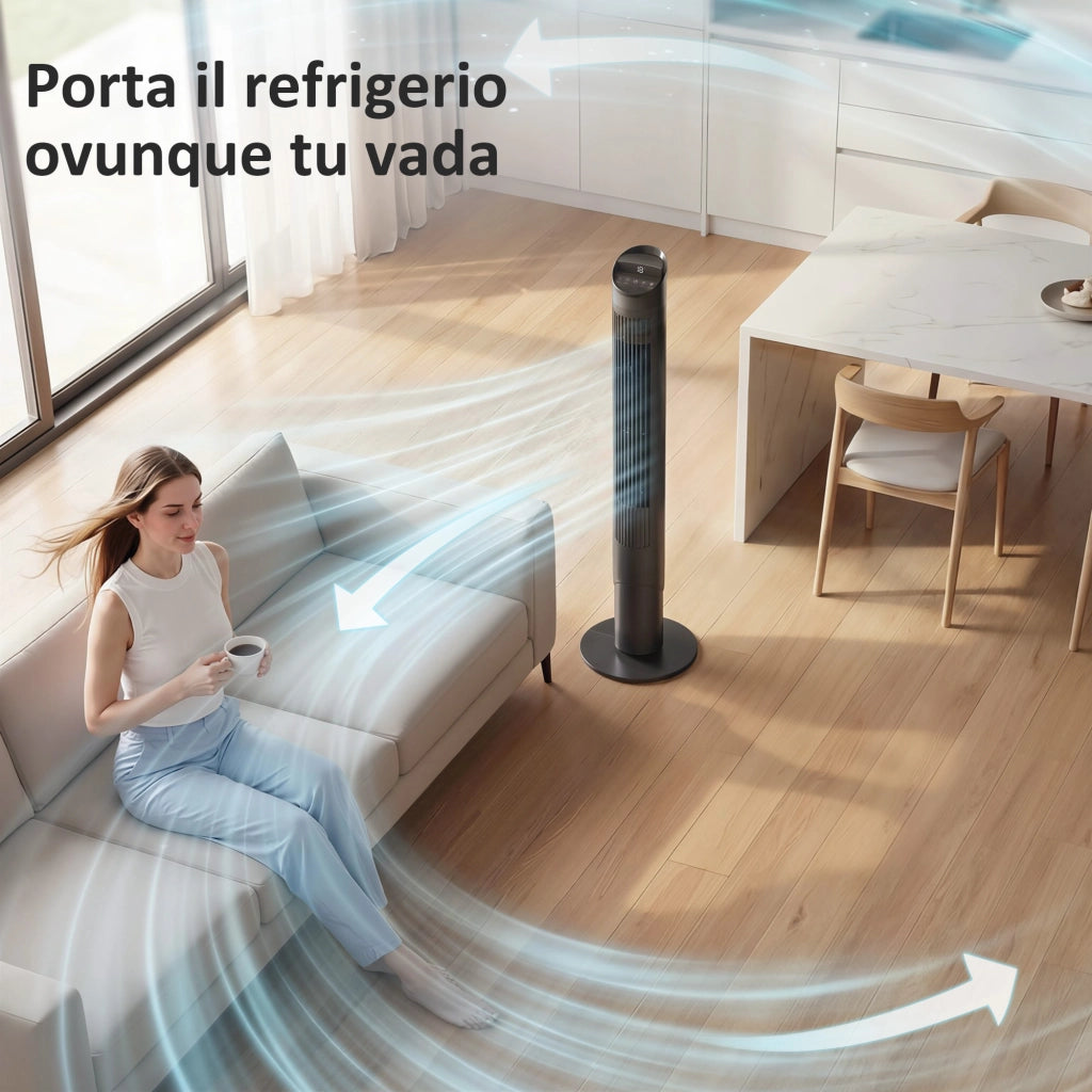 Ventilatore Torre 116 cm ¨C zephmum ¨C Nero, WiFi App Controllo