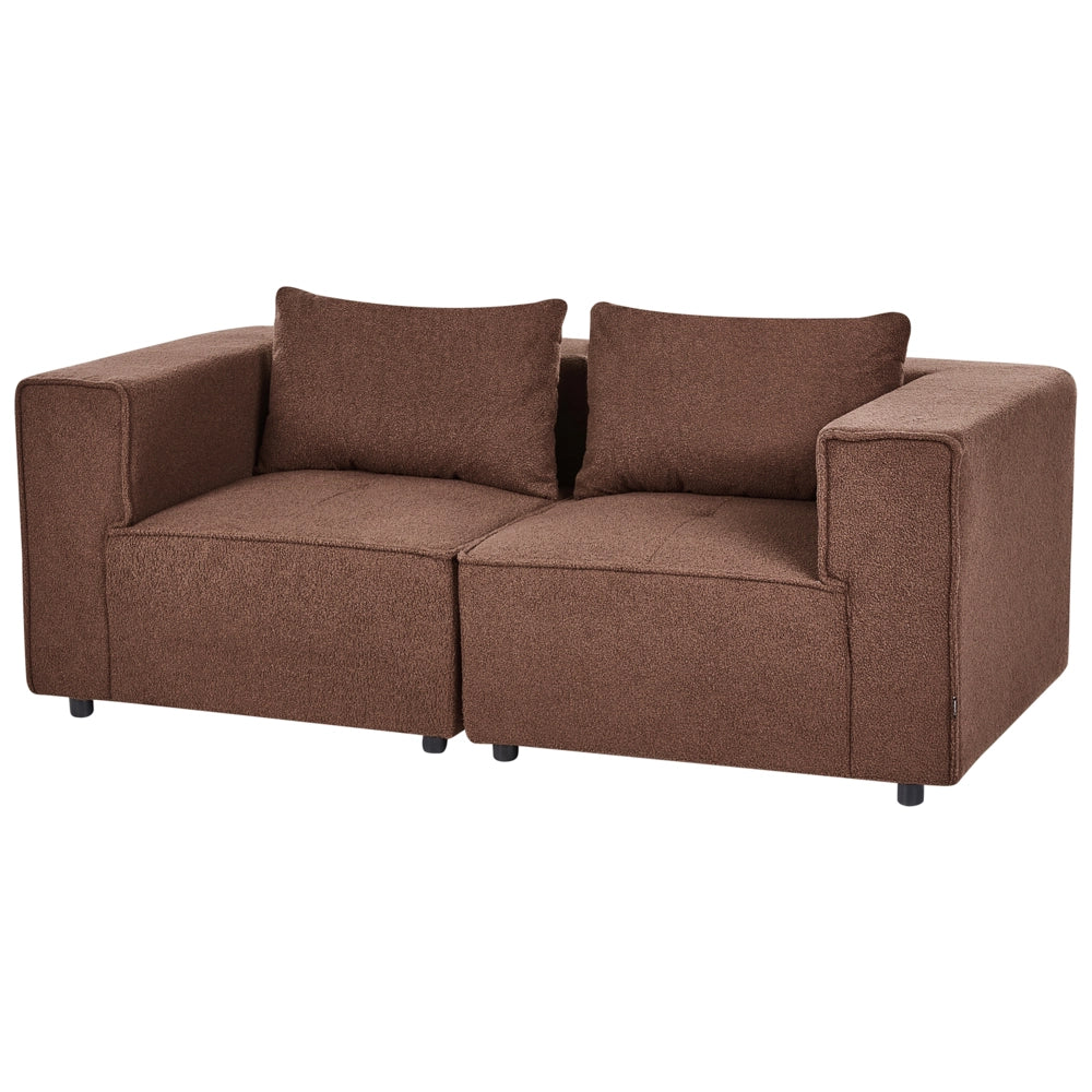Divano modulare a 2 posti Divano componibile in bouclé marrone in due sezioni Stile moderno e minimalista