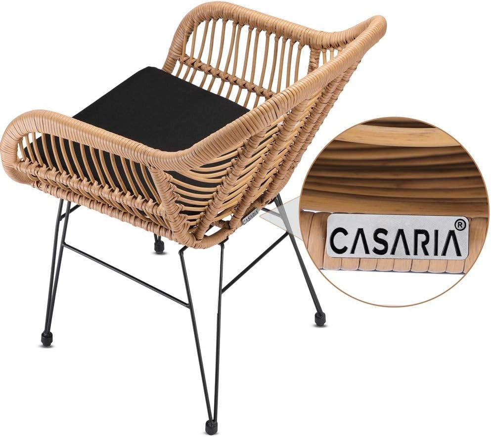 Set da Balcone 3 Pezzi Tavolino e Sedie da Giardino Effetto Polyrattan Salottino da Terrazzo