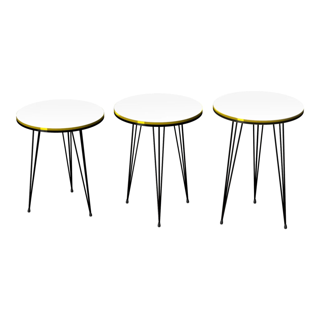 Set di 3 tavolini rotondi impilabili nero e bianco 03_0008401