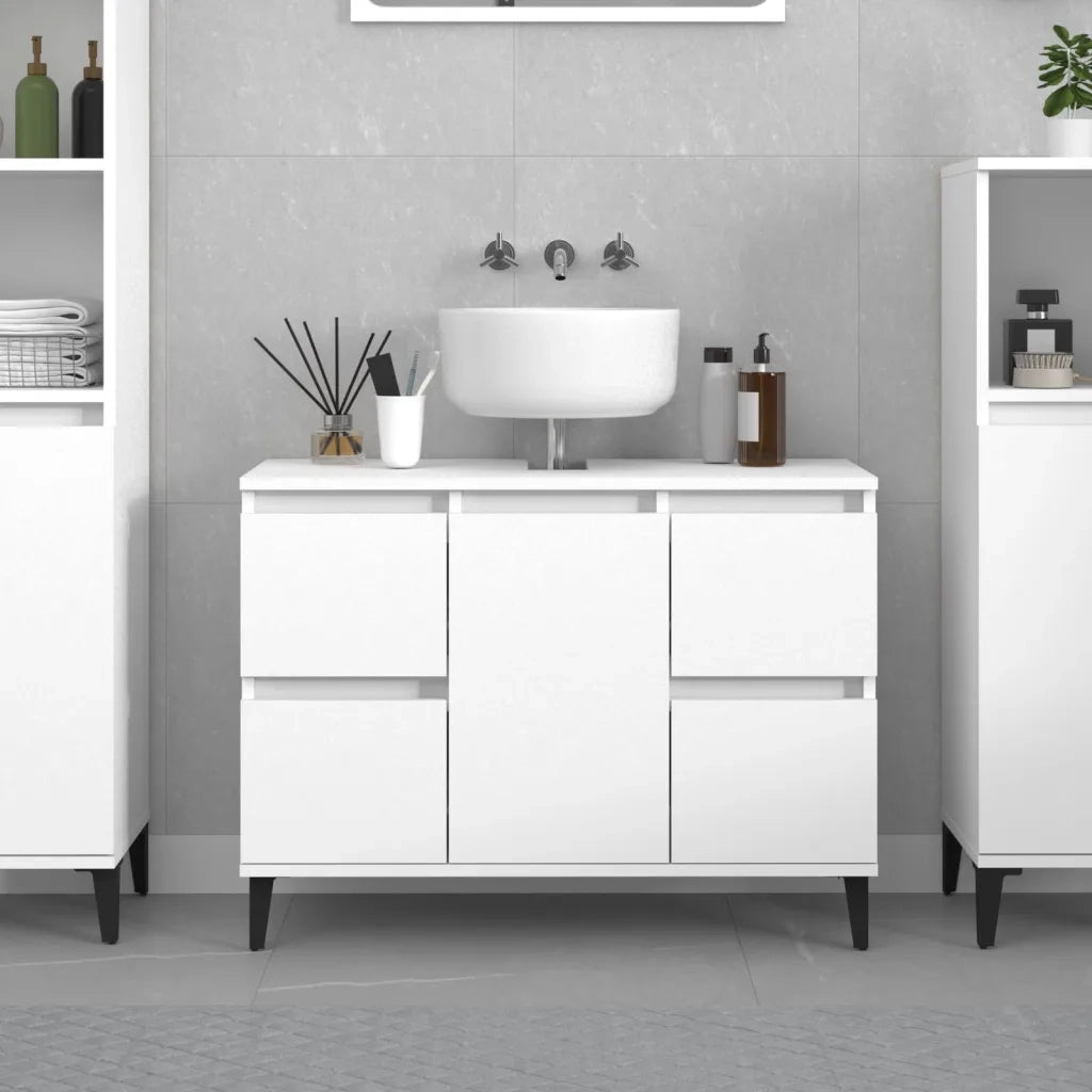 Mobile Lavabo | Armadio Lavabo Bianco 80x33x60 cm in Legno Multistrato