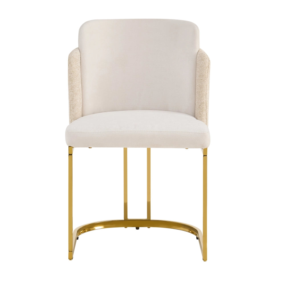 Set di 6 sedie 61.5x53.5x86 cm con doppio schienale; chenille; beige e oro