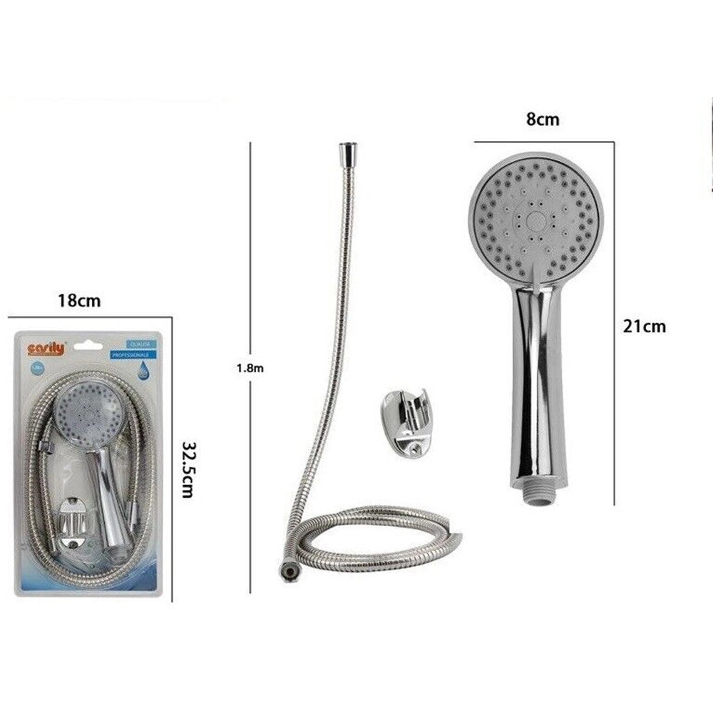 Trade Shop - Kit Doccetta Doccino Multigetto Soffione Doccia Bagno Con Laccio 1,8mt Staffa 69328 -