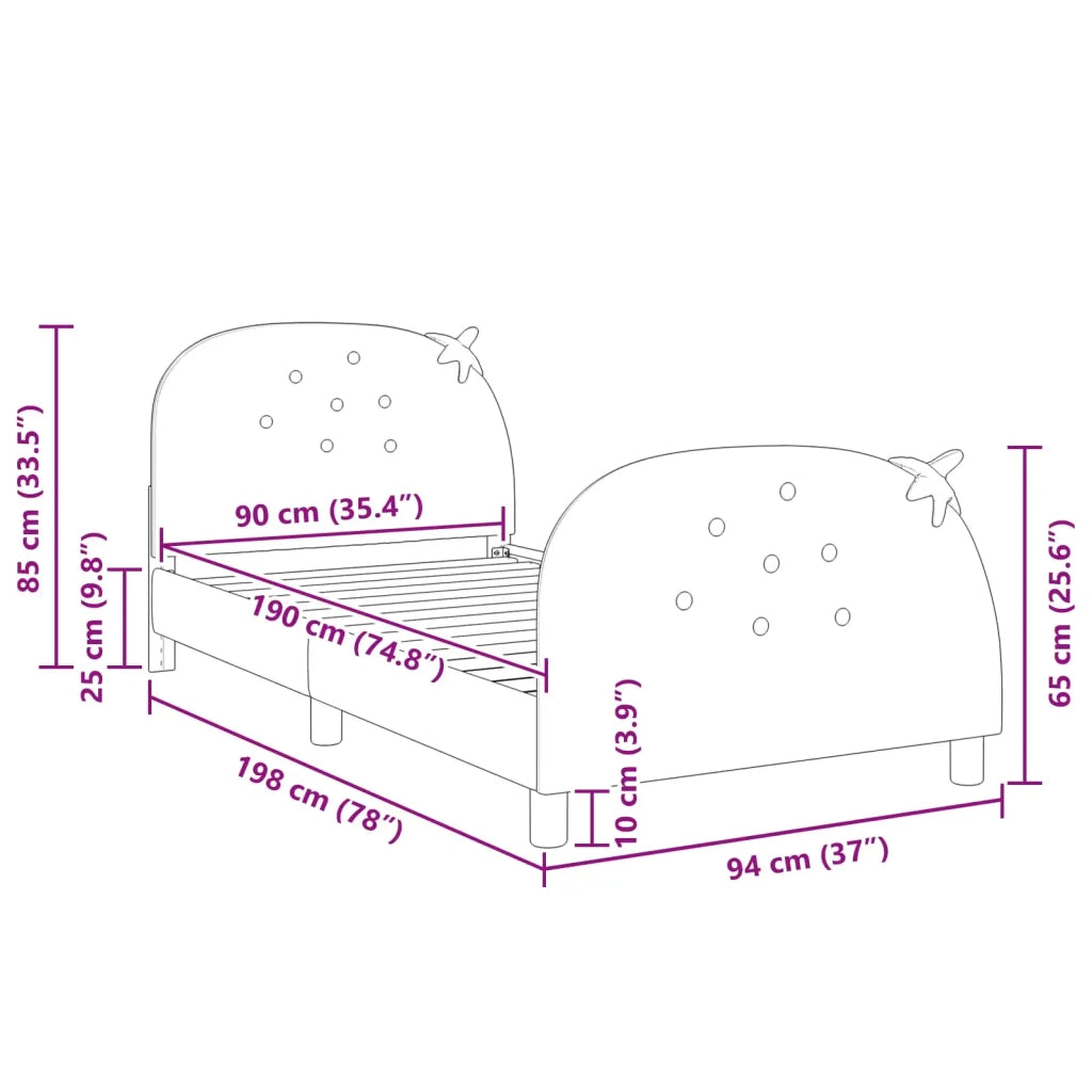 Struttura letto bambini con testata Rosa 90 x 190 cm Velluto 42011072