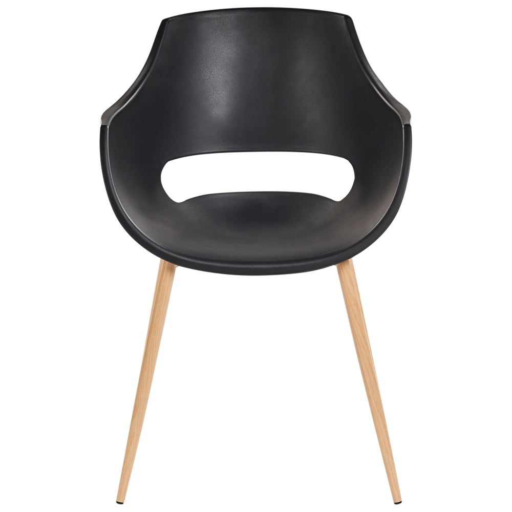 Set di 4 sedie da pranzo Nero Seduta sintetica Gambe in metallo Seduta moderna semplice e minimalista