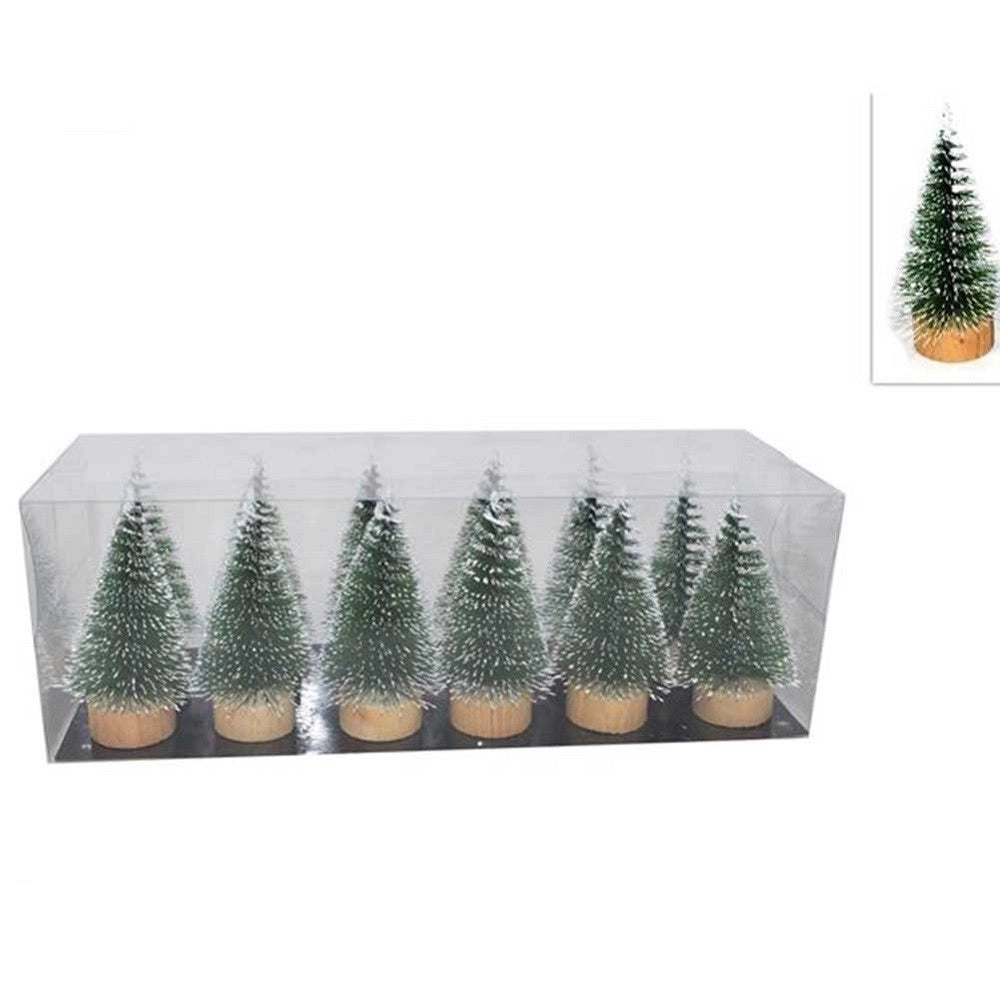 Trade Shop - Set 12 Alberelli Innevati Mini Albero Natale 10cm Decorazioni Addobbi Natalizi -