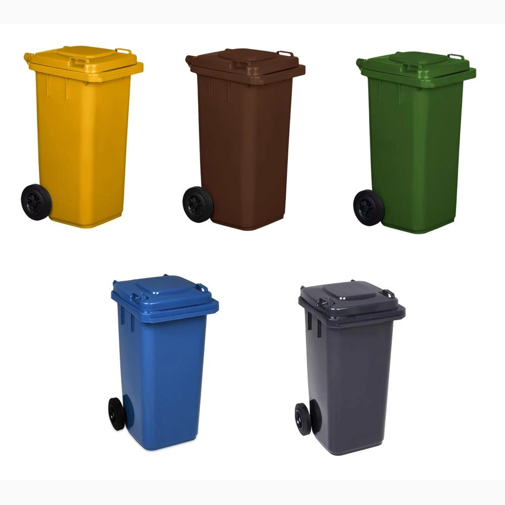 Kit 5 Pezzi Pattumiera Bidone Portarifiuti per Raccolta Differenziata 120 Litri