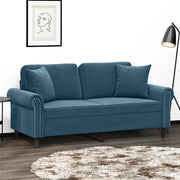 Divano a 2 Posti con Cuscini-Sofa 2 Posti con Cuscini Blu 140 cm in Velluto 813798