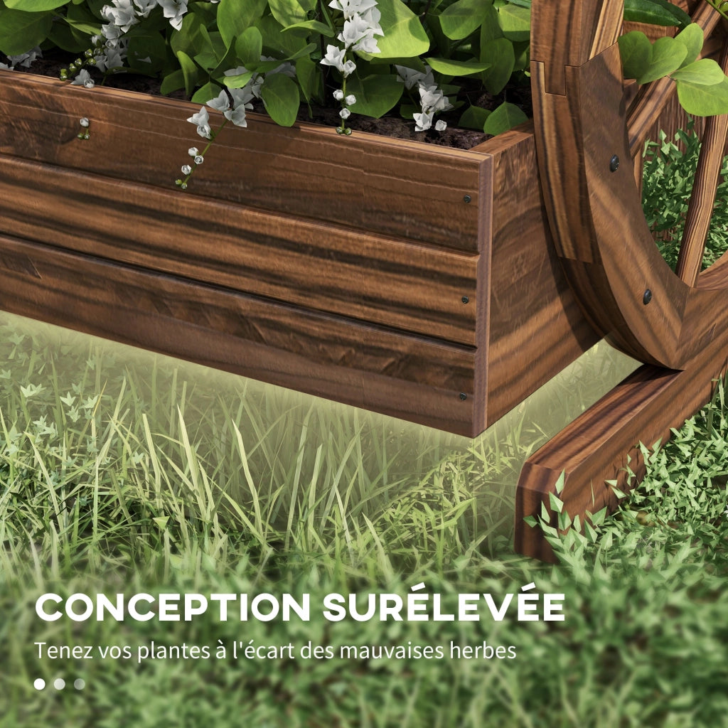 Carriola Giardino 3 Ripiani Legno con Ruote ¨C Zephmum ¨C Marrone 62x61x57cm