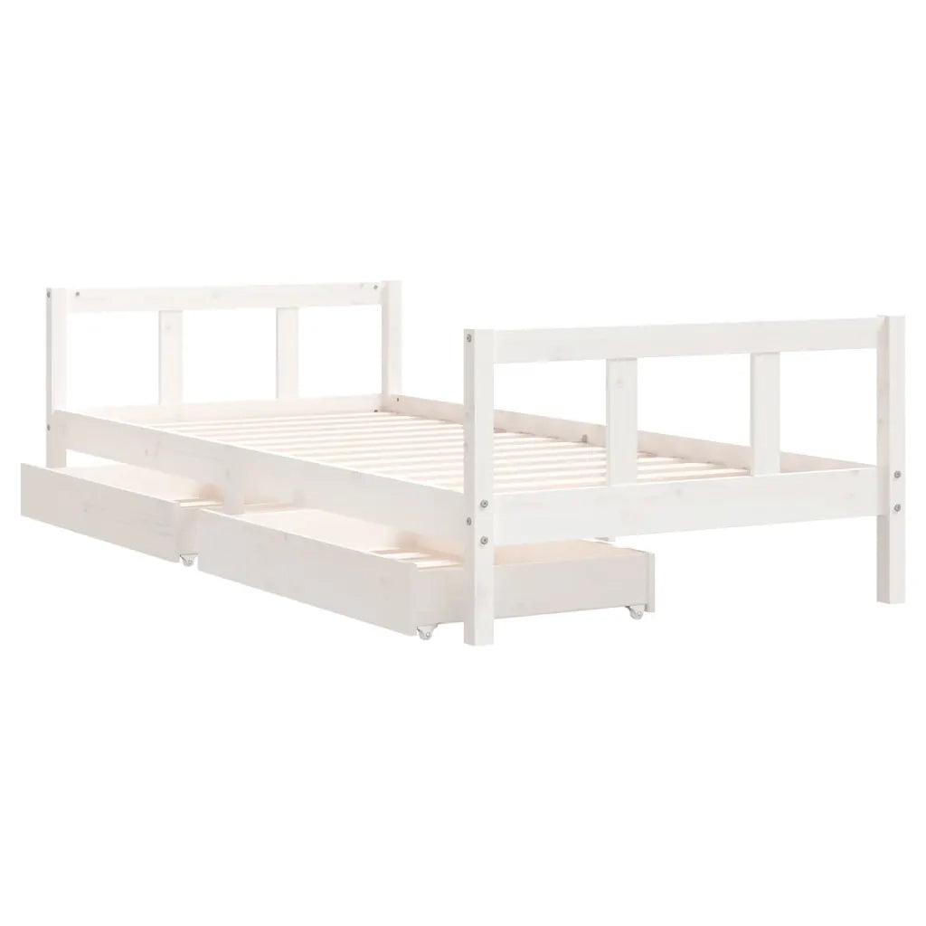Giroletto Bambini con Cassetti Bianco 90x200cm Massello di Pino 834409