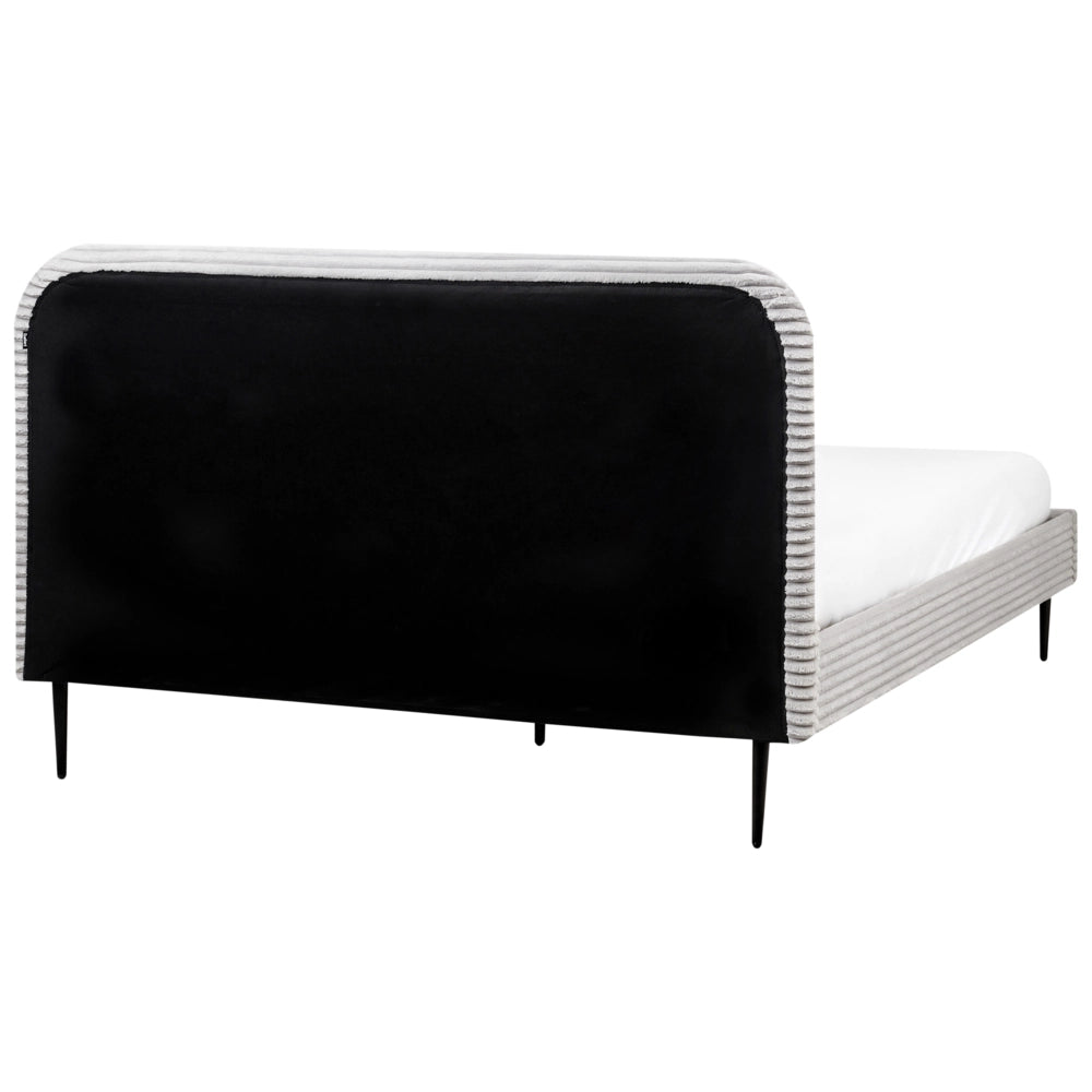 Letto grigio chiaro velluto a coste testiera con rete a doghe 160 x 200 cm design minimalista