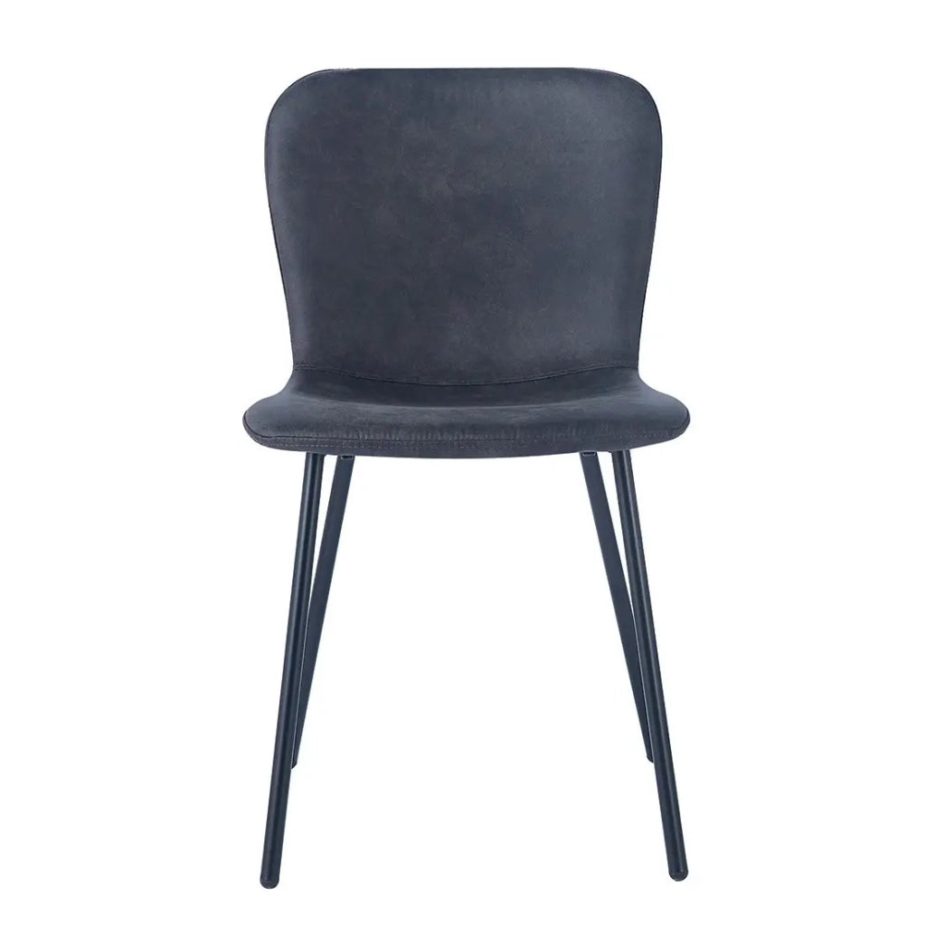 Sedia in pelle PU per sala da pranzo in colore grigio scuro. Collezione ALCAN