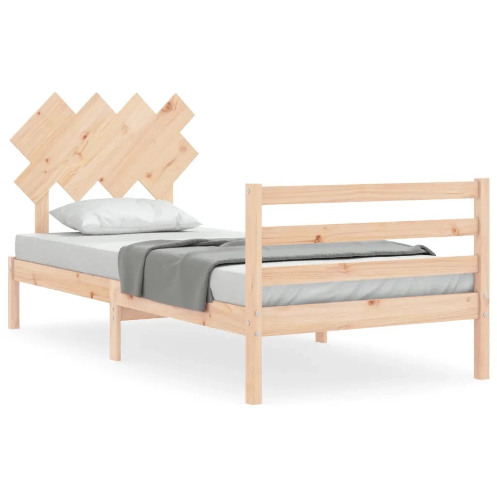 Giroletto con Testiera Single-Struttura Letto in Legno Massello 942312