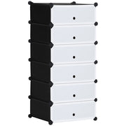 Scarpiera Modulare Salvaspazio 49x36.5x108 cm con 6 Scatole in Plastica PP e Acciaio Nero e Trasparente