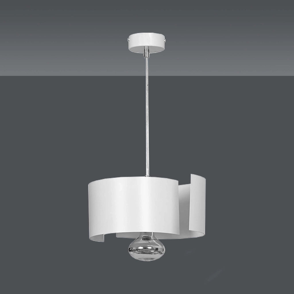 Sospensione Moderna 1 Luce Houyi In Acciao Bianco E Cromo