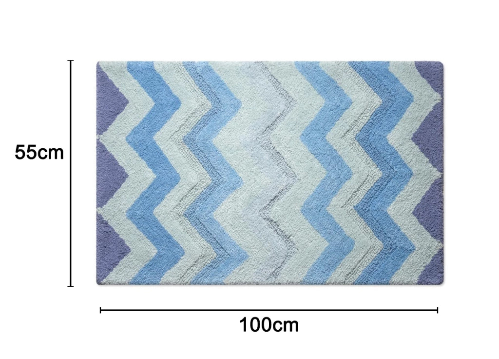 Tappeto Casa Bagno Cotone Spugna Morbida Antiscivolo Tono Su Tono Corner - 55x100 - Oceano