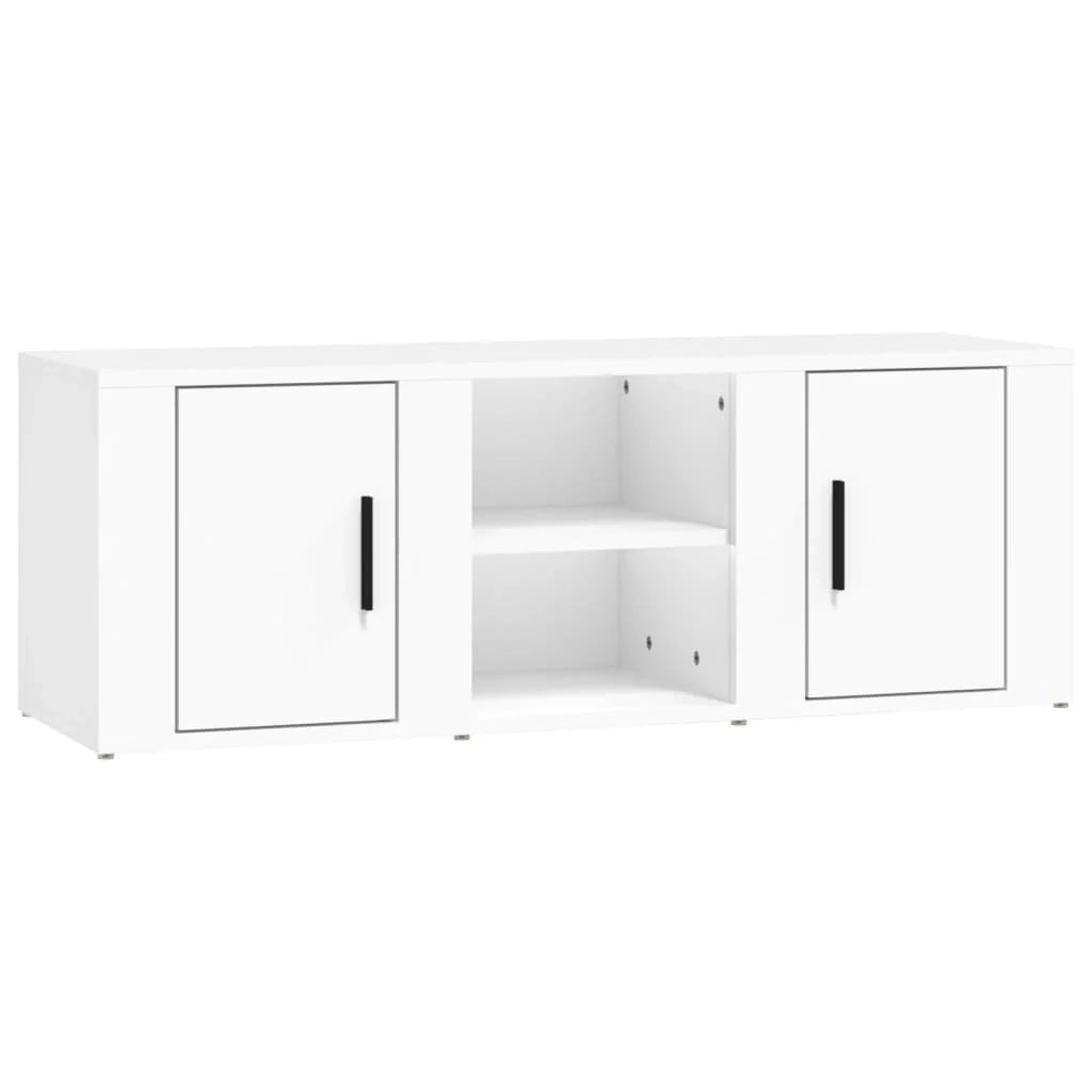 Mobile TV multimediale mensola TV credenza mobile TV sala da pranzo soggiorno camera da letto 100 x 31,5 x 35 cm legno ingegnerizzato bianco 02_0025441