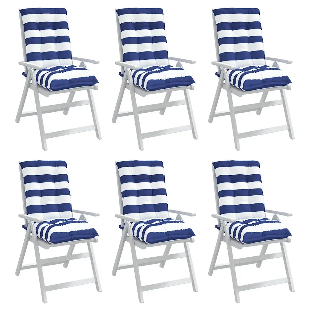 Cuscini Sedia Schienale Basso 6 pz a Righe Blu e Bianche Oxford 377718