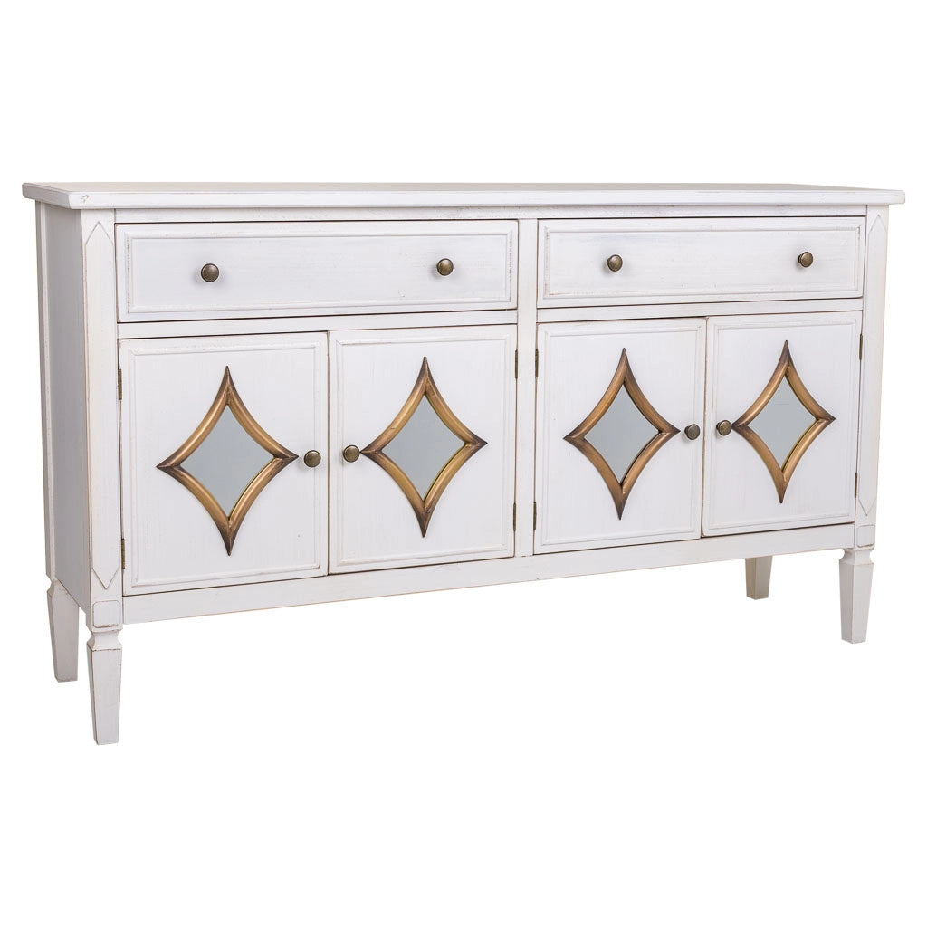 Credenza in legno bianco 140x38x80h