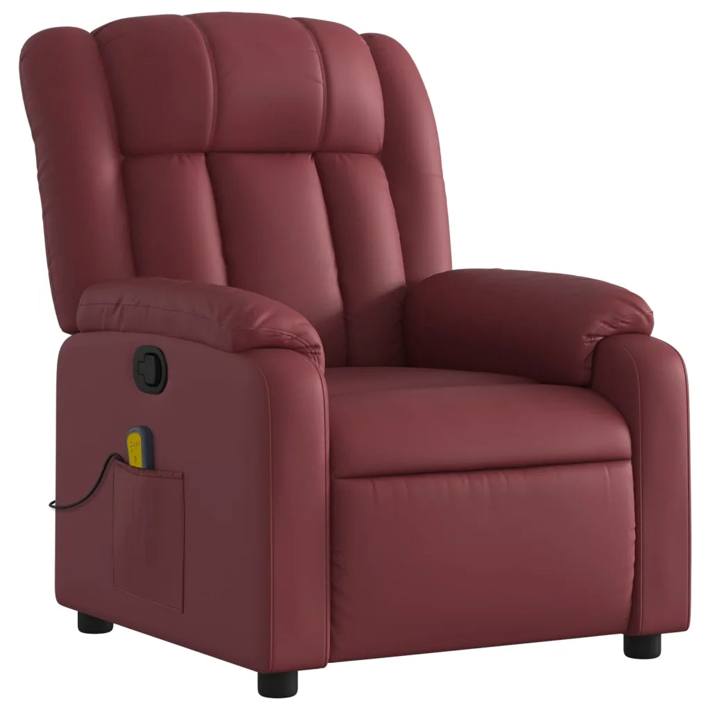 Divano Sedia-Poltrona Massaggiante Reclinabile Rosso vino in Similpelle 663270