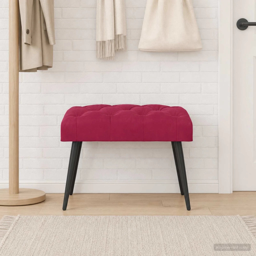 Panchina con bottoni imbottiti Rosso Vino 60 x 40 x 45 cm 42038548