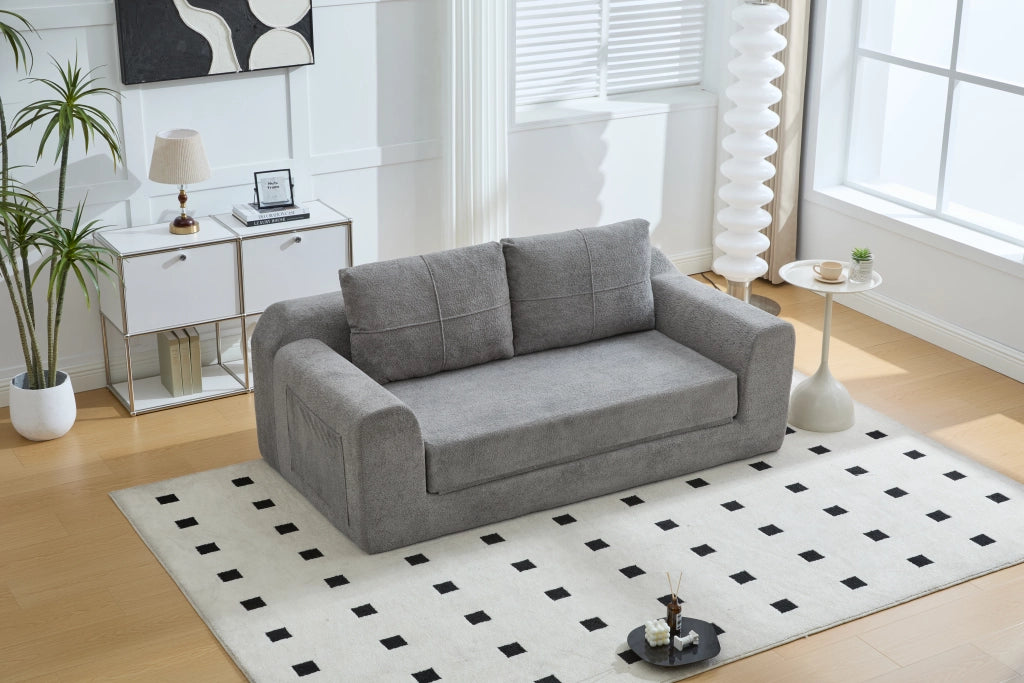 Divano Letto Pieghevole con Cuscino ¨C MINIMAL ¨C Futon Grigio Scuro 179x95x79