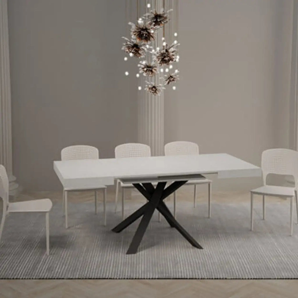 Tavolo allungabile 90/194x90 cm Clerk colore bianco frassino gambe antracite