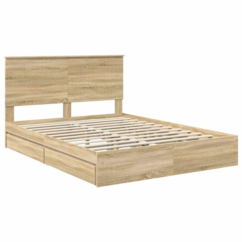 Letto con Contenitore con testiera Rovere Sonoma 150 x 200 cm