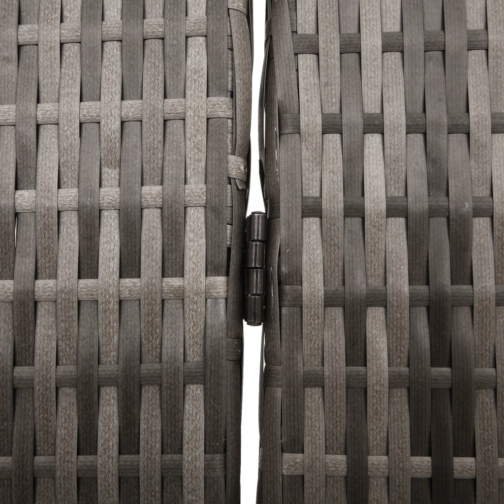 Divider Room a 4 Pannelli Pieghevole Grigio 195x180 cm in Poly Rattan