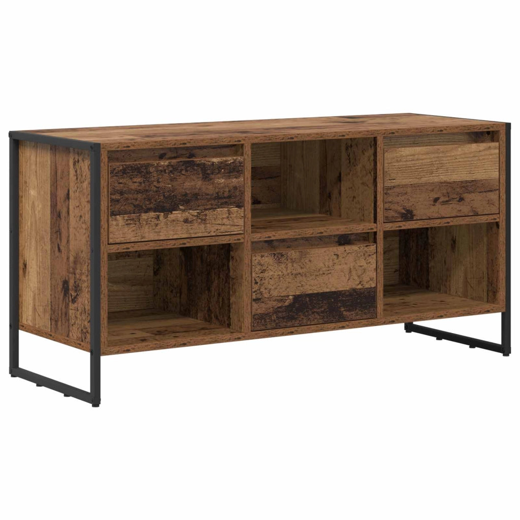 Mobile porta TV moderno in stile industriale con vano contenitore funzionale 100 x 36 x 49 cm legno composito finitura legno anticato 02_0054539